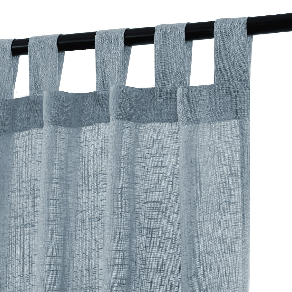 h.versailtx light blue linen blend curtain with tab top header