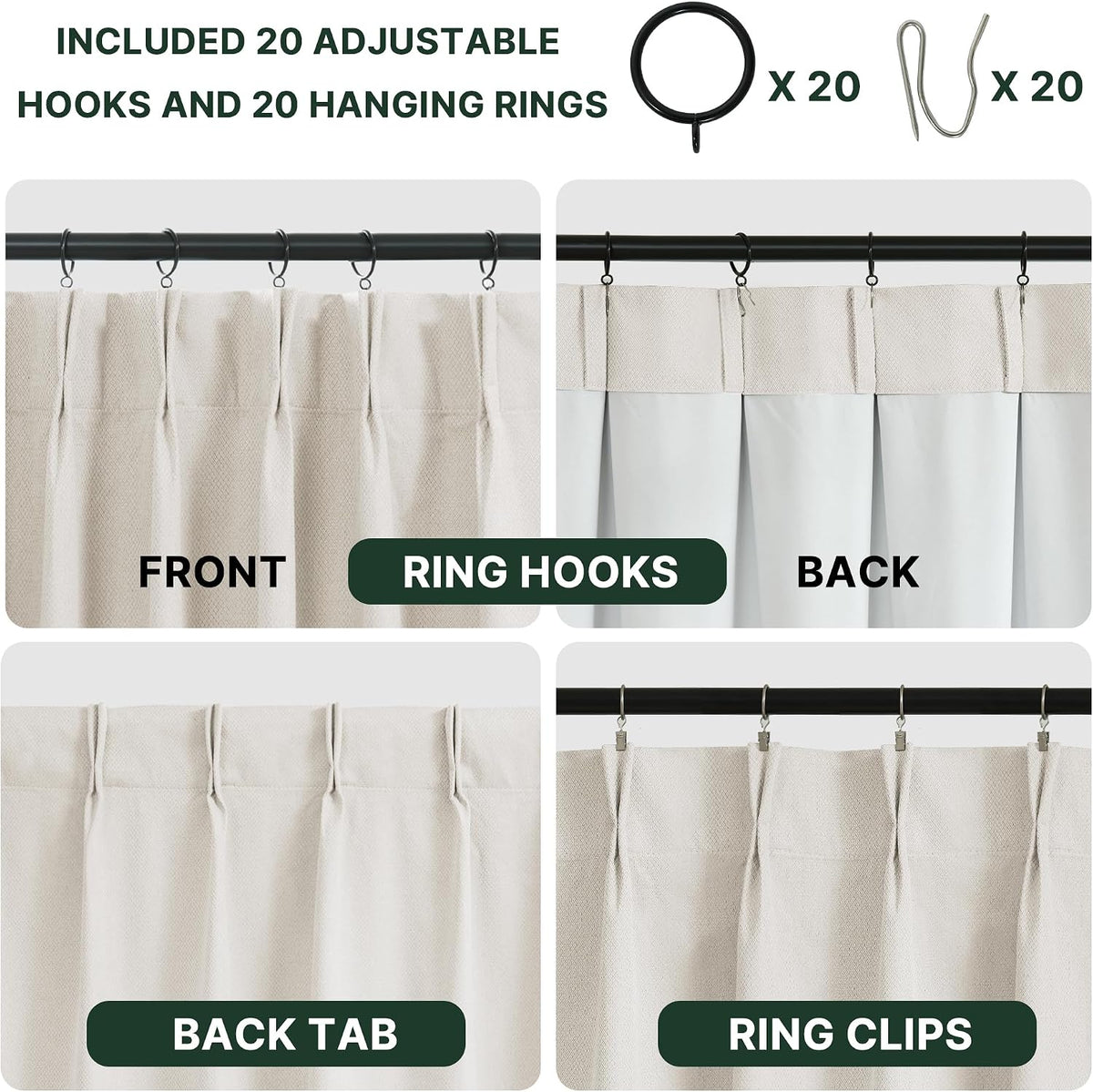 H.VERSAILTEX Pinch Pleated 100% Blackout Curtains