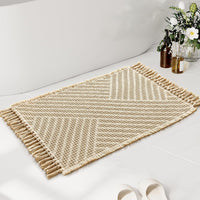 H.VERSAILTEX Waffle Boho Bath Mat – Super Absorbent, Non-Slip & Quick Dry