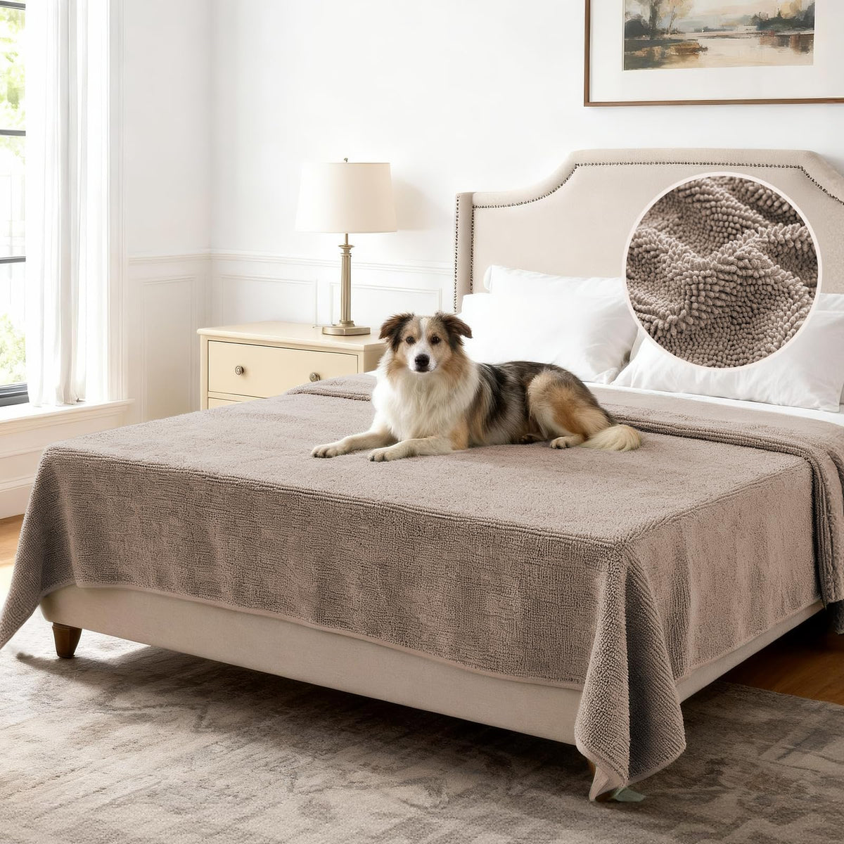 H.VERSAILTEX Non Slip Chenille Pet Couch Cover Thick Soft Washable Sofa Protector