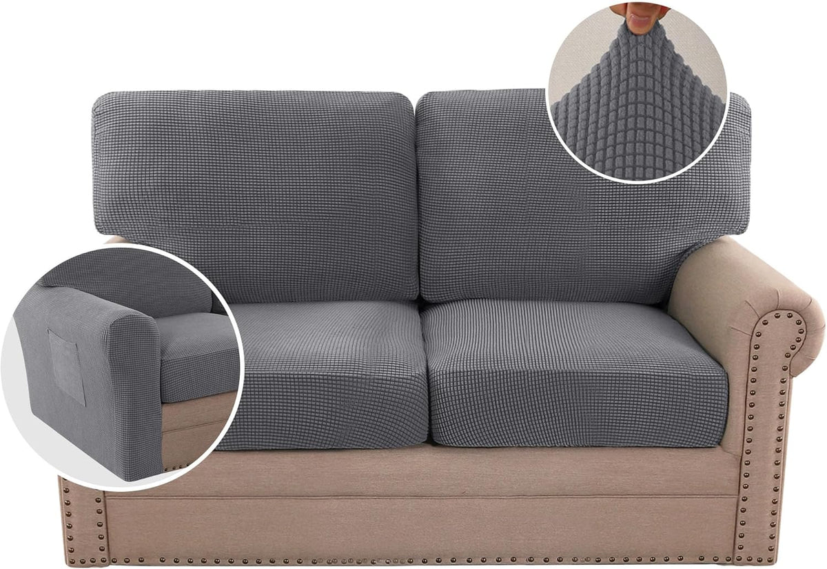 H.VERSAILTEX Multi-Pieces Chair Covers Stretch Couch Covers Form Fitted Seat and Back Cushions Covers