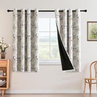 Floral 100% Blackout Vintage Curtains Patterned Thermal Insulated Grommet Window Drapes product feature or detail image