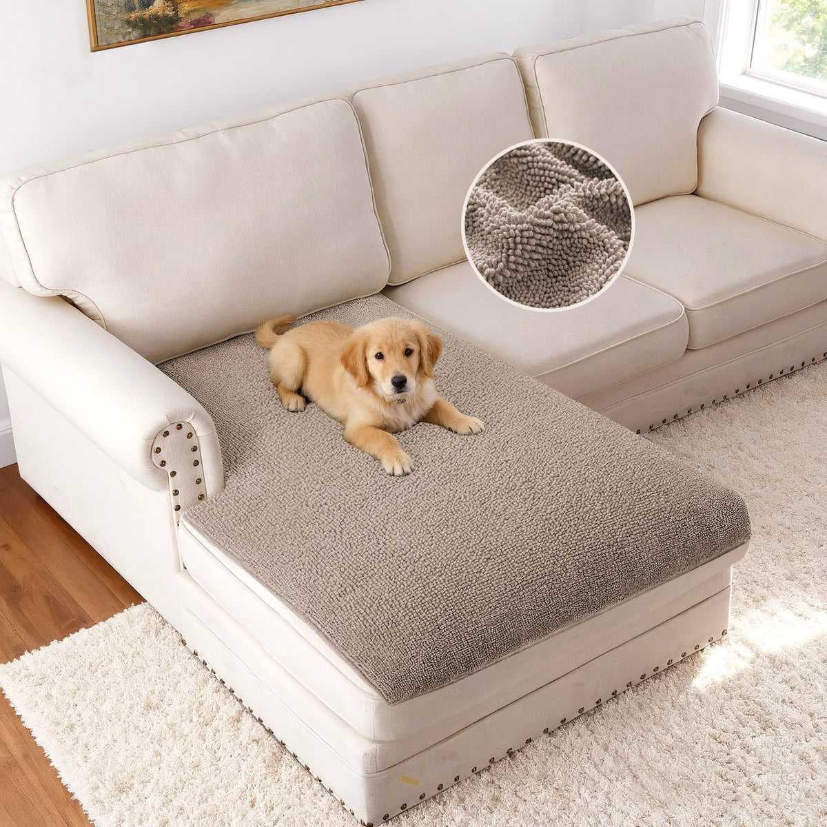 H.VERSAILTEX Non Slip Chenille Pet Couch Cover Thick Soft Washable Sofa Protector