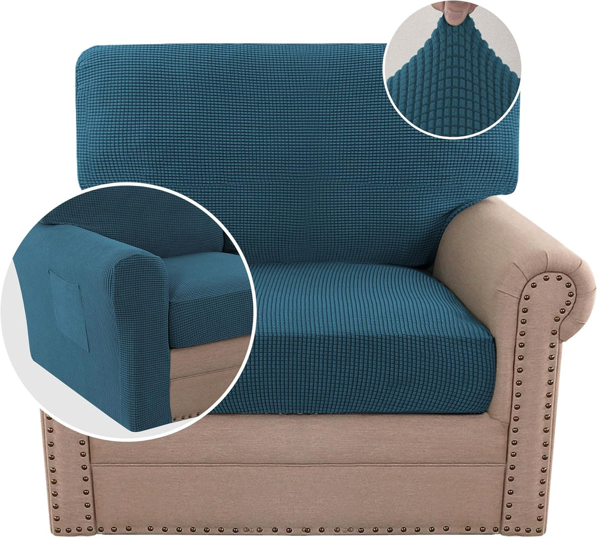 H.VERSAILTEX Multi-Pieces Chair Covers Stretch Couch Covers Form Fitted Seat and Back Cushions Covers