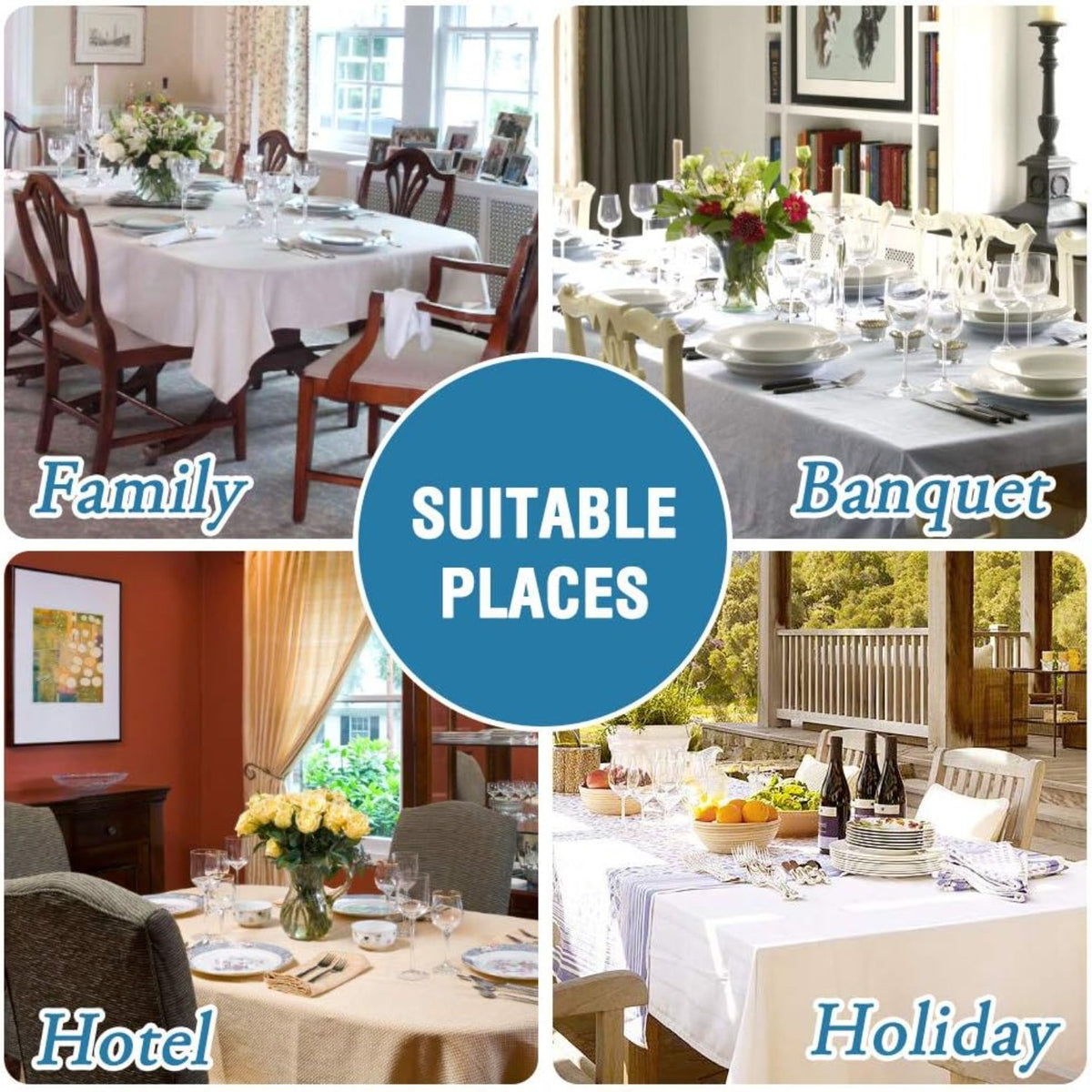 Linen Textured Table Cloths Premium Solid Tablecloth Spill-Proof Waterproof Table Cover