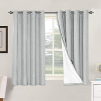 2 pcs  H.VERSAILTEX 100% Blackout Linen Curtains Full Light Blocking Curtains for Bedroom, Textured Window Curtains for Living Room, Energy Efficient Curtains White Liner