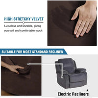Velvet Plush Slip Covers for Recliners with Arms 1-Piece Stretch Recliner