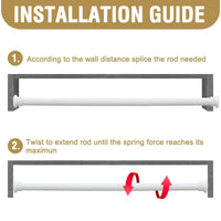H.VERSAILTEX Single Shower Curtain Rod Non Slip Adjustable 26-78 inch with Spring Tension for Bathroom，White