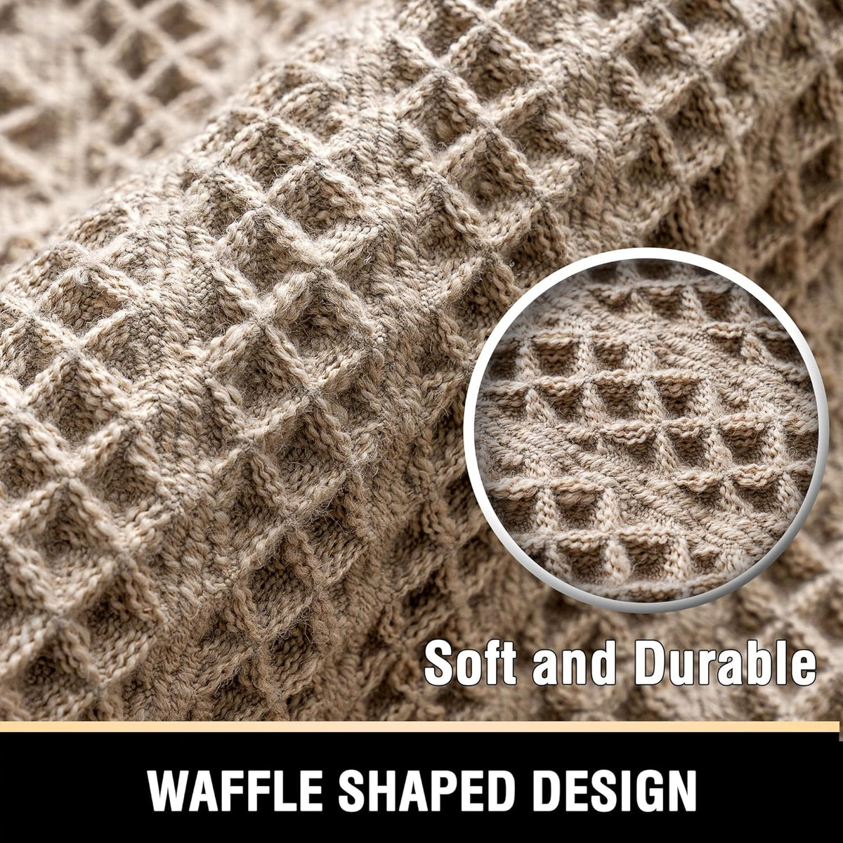 H.VERSAILTEX Waffle Boho Bath Mat – Super Absorbent, Non-Slip & Quick Dry