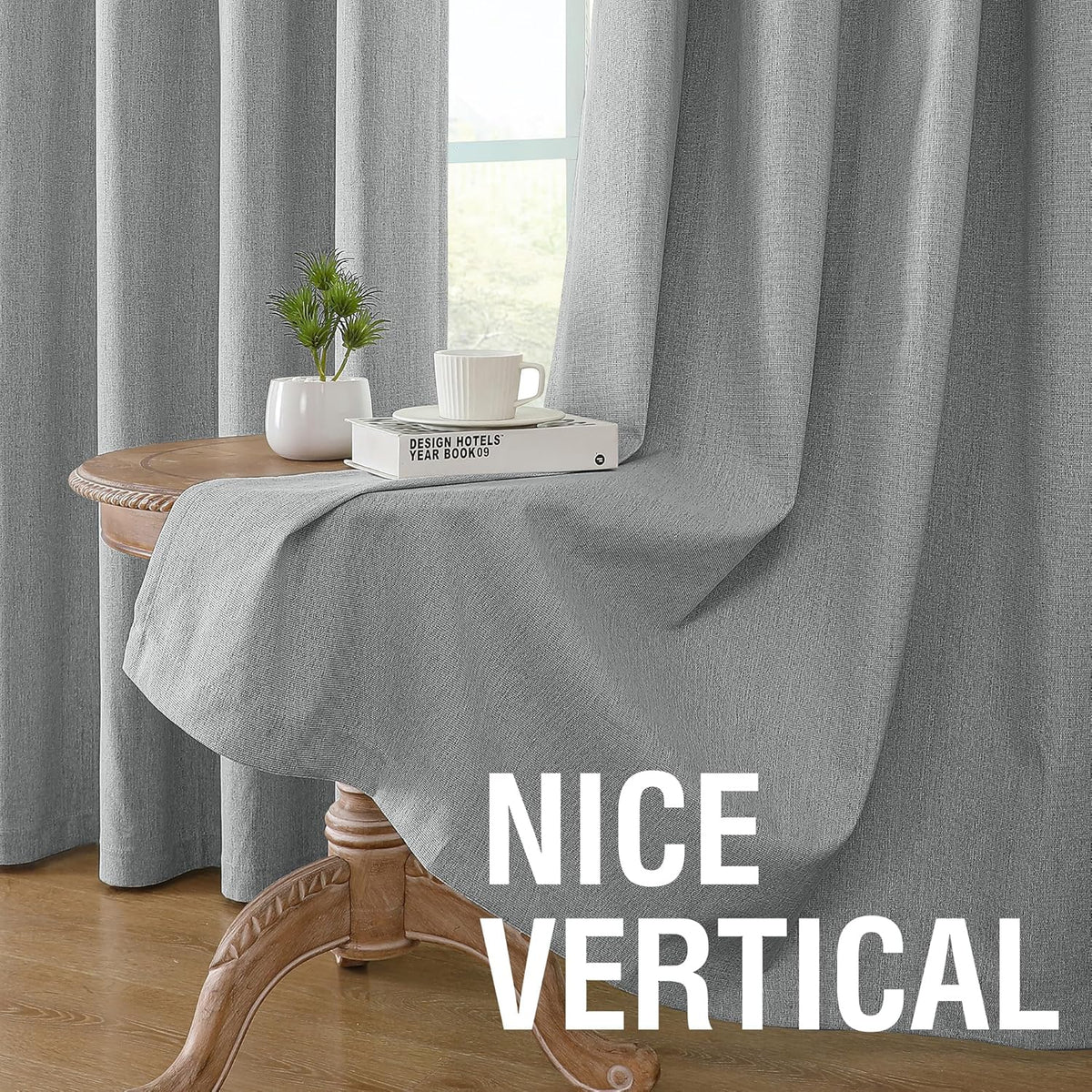 H.VERSAILTEX Chenille Curtains 96 inch Length 2 Panels 100% Blackout Drapes for Bedroom Living Room with White Flocking Coating Back Insulated Anti-Rust Grommet, Heathered Dove Gray(Not Solid)