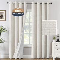 H.VERSAILTEX Chenille Curtains 96 inch Length 2 Panels 100% Blackout Drapes for Bedroom Living Room with White Flocking Coating Back Insulated Anti-Rust Grommet, Heathered Dove Gray(Not Solid)