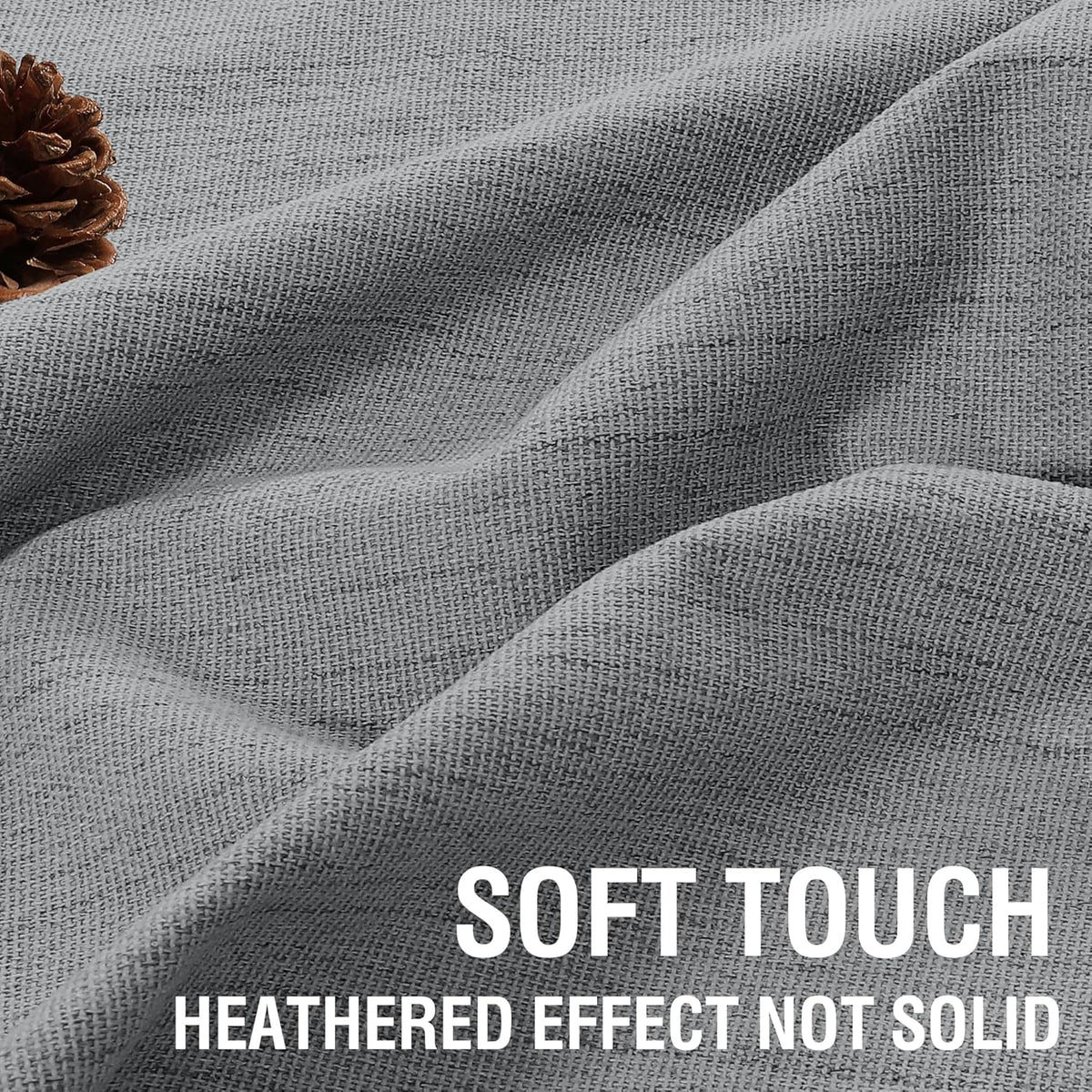 H.VERSAILTEX Chenille Curtains 96 inch Length 2 Panels 100% Blackout Drapes for Bedroom Living Room with White Flocking Coating Back Insulated Anti-Rust Grommet, Heathered Dove Gray(Not Solid)