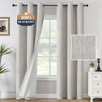 H.VERSAILTEX Chenille Curtains 96 inch Length 2 Panels 100% Blackout Drapes for Bedroom Living Room with White Flocking Coating Back Insulated Anti-Rust Grommet, Heathered Dove Gray(Not Solid)