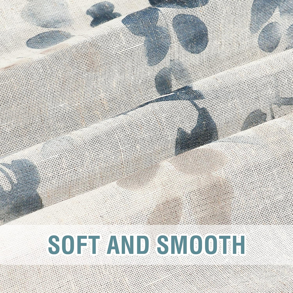 Soft smooth semi-sheer linen curtain fabric texture