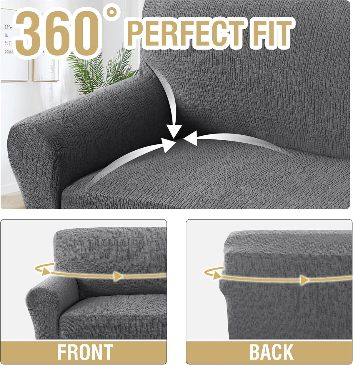 H.VERSAILTEX Jacquard Waterproof Sofa Slipcover – Stretch Couch Cover with Elastic Bottom