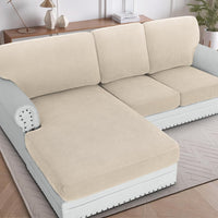 H.VERSAILTEX Sectional Couch Covers 1 Piece Chaise Slipcover L Shape Separate Cushion Couch Cover for Both Left/Right Sectional Couch (Seat Only: 1 Chaises, Ivory)