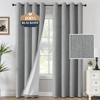 H.VERSAILTEX Chenille Curtains 96 inch Length 2 Panels 100% Blackout Drapes for Bedroom Living Room with White Flocking Coating Back Insulated Anti-Rust Grommet, Heathered Dove Gray(Not Solid)