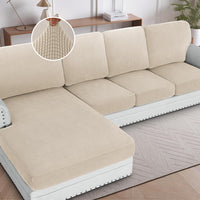 H.VERSAILTEX Sectional Couch Covers 1 Piece Chaise Slipcover L Shape Separate Cushion Couch Cover for Both Left/Right Sectional Couch (Seat Only: 1 Chaises, Ivory)