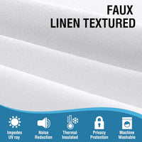 H.VERSAILTEX 100% Blackout Linen Look Curtains for Bedroom 84 inch Light Blocking Drapes with Double Face Linen Back Tab Loop Pocket Textured Burlap Curtains for Living Room 2 Panels, Heather White