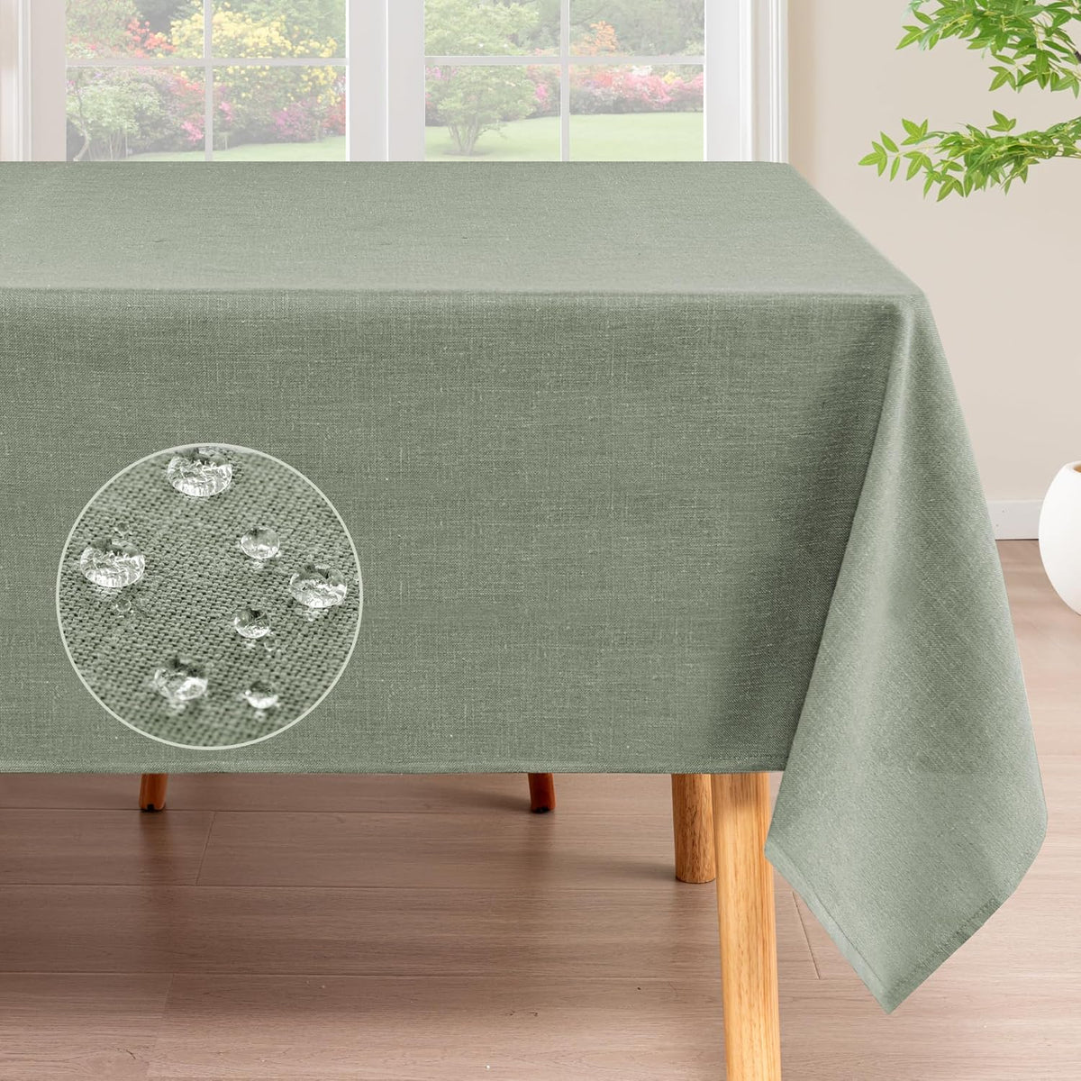 Linen Textured Table Cloths Premium Solid Tablecloth Spill-Proof Waterproof Table Cover
