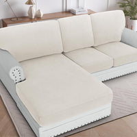 H.VERSAILTEX Sectional Couch Covers 1 Piece Chaise Slipcover L Shape Separate Cushion Couch Cover for Both Left/Right Sectional Couch (Seat Only: 1 Chaises, Ivory)