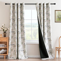 h.versailtx Floral 100% Blackout Vintage Curtains Patterned Thermal Insulated Grommet Window Drapes product image