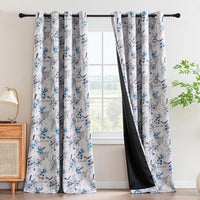 h.versailtx Floral 100% Blackout Vintage Curtains Patterned Thermal Insulated Grommet Window Drapes product image