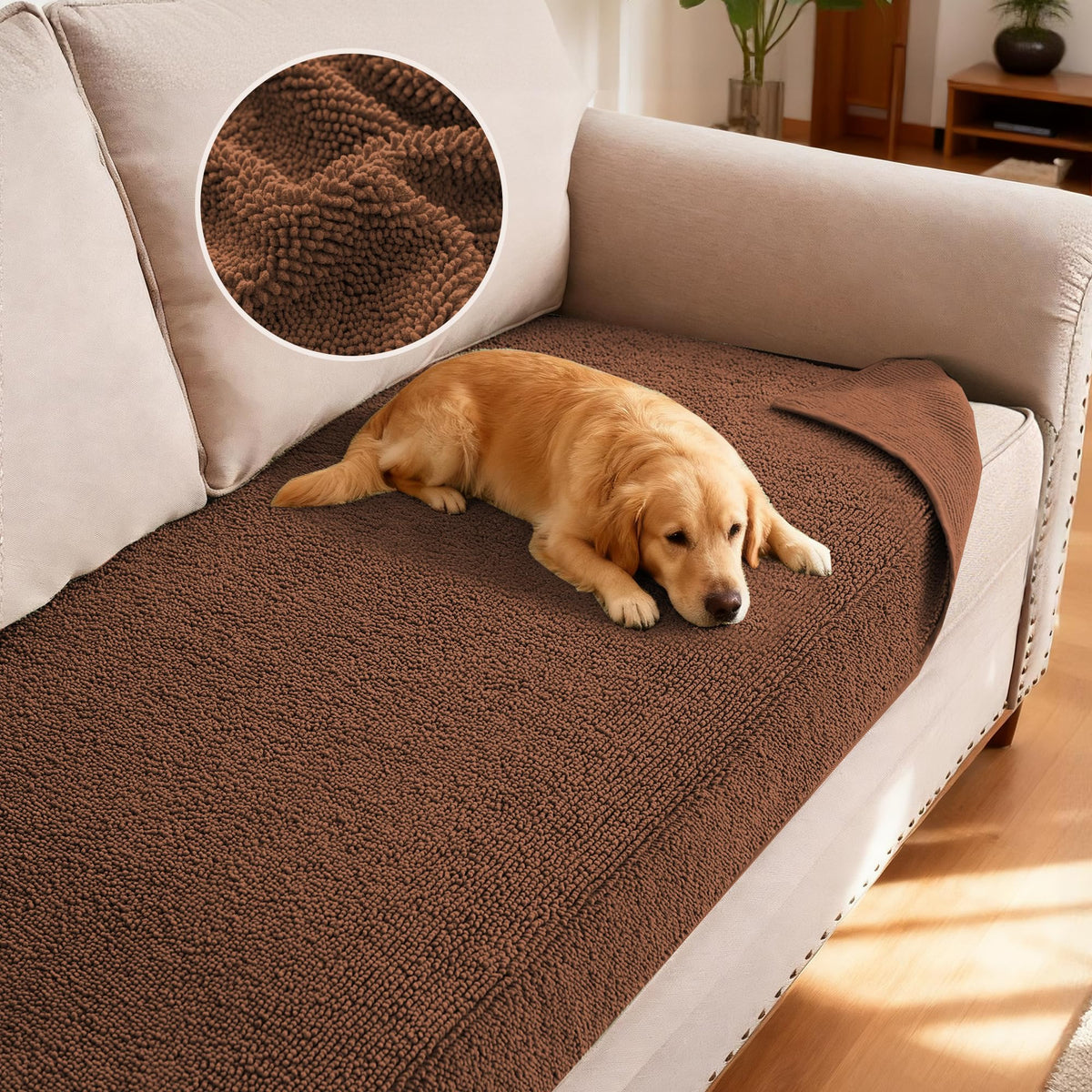 H.VERSAILTEX Non Slip Chenille Pet Couch Cover Thick Soft Washable Sofa Protector