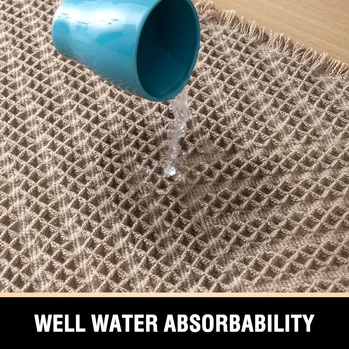 H.VERSAILTEX Waffle Boho Bath Mat – Super Absorbent, Non-Slip & Quick Dry