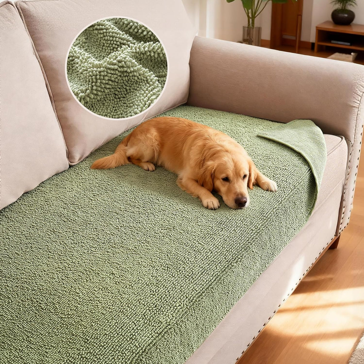 H.VERSAILTEX Non Slip Chenille Pet Couch Cover Thick Soft Washable Sofa Protector
