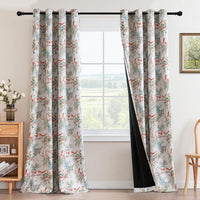 h.versailtx Floral 100% Blackout Vintage Curtains Patterned Thermal Insulated Grommet Window Drapes product image