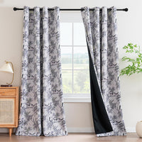 h.versailtx Floral 100% Blackout Vintage Curtains Patterned Thermal Insulated Grommet Window Drapes product image