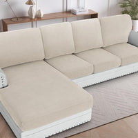 H.VERSAILTEX Sectional Couch Covers 1 Piece Chaise Slipcover L Shape Separate Cushion Couch Cover for Both Left/Right Sectional Couch (Seat Only: 1 Chaises, Ivory)