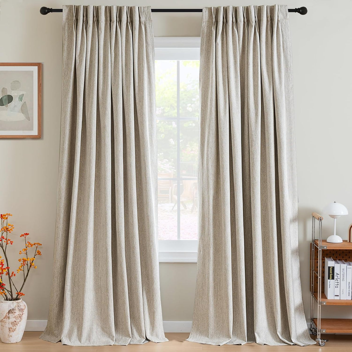 H.VERSAILTEX Pinch Pleated Blackout Curtains – Linen Chenille, Thermal Insulated, 2 Panels