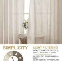 H.VERSAILTEX Linen Curtains with Attached Valance Living Room Boho Window Drapes 2 Panels Set Rod Pocket/Ring Top
