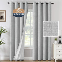 H.VERSAILTEX Chenille Curtains 96 inch Length 2 Panels 100% Blackout Drapes for Bedroom Living Room with White Flocking Coating Back Insulated Anti-Rust Grommet, Heathered Dove Gray(Not Solid)
