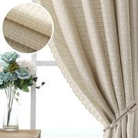 H.VERSAILTEX Boho Linen Curtain Light Filtering Back Tab, Set of 2 Panels