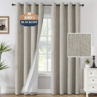 H.VERSAILTEX Chenille Curtains 96 inch Length 2 Panels 100% Blackout Drapes for Bedroom Living Room with White Flocking Coating Back Insulated Anti-Rust Grommet, Heathered Dove Gray(Not Solid)