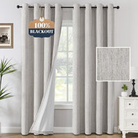 H.VERSAILTEX Chenille Curtains 96 inch Length 2 Panels 100% Blackout Drapes for Bedroom Living Room with White Flocking Coating Back Insulated Anti-Rust Grommet, Heathered Dove Gray(Not Solid)