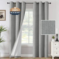 H.VERSAILTEX Chenille Curtains 96 inch Length 2 Panels 100% Blackout Drapes for Bedroom Living Room with White Flocking Coating Back Insulated Anti-Rust Grommet, Heathered Dove Gray(Not Solid)