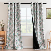h.versailtx Floral 100% Blackout Vintage Curtains Patterned Thermal Insulated Grommet Window Drapes product image