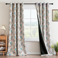 h.versailtx Floral 100% Blackout Vintage Curtains Patterned Thermal Insulated Grommet Window Drapes product image