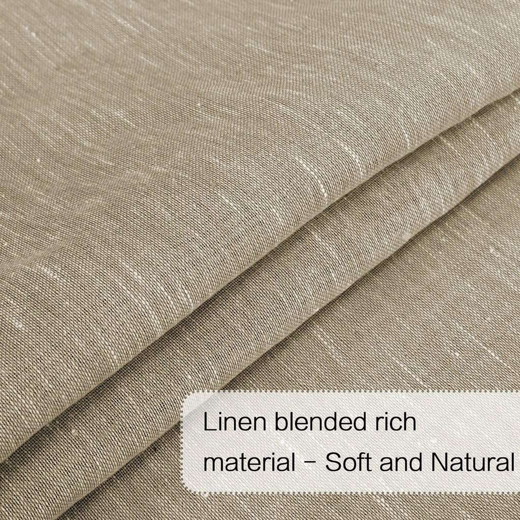 Turquoize Linen French Door Curtains Privacy Light Reducing Glass Door Curtain with Tieback | Rod Pocket 2 Panel(52" x 40",Taupe)