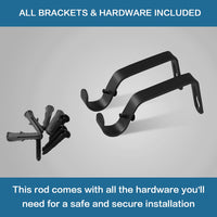 Turquoize Standard Single Adjustable Window Curtain Rod Set 3/4 in Diameter with Round Cage Finials, 28-48 in, Black