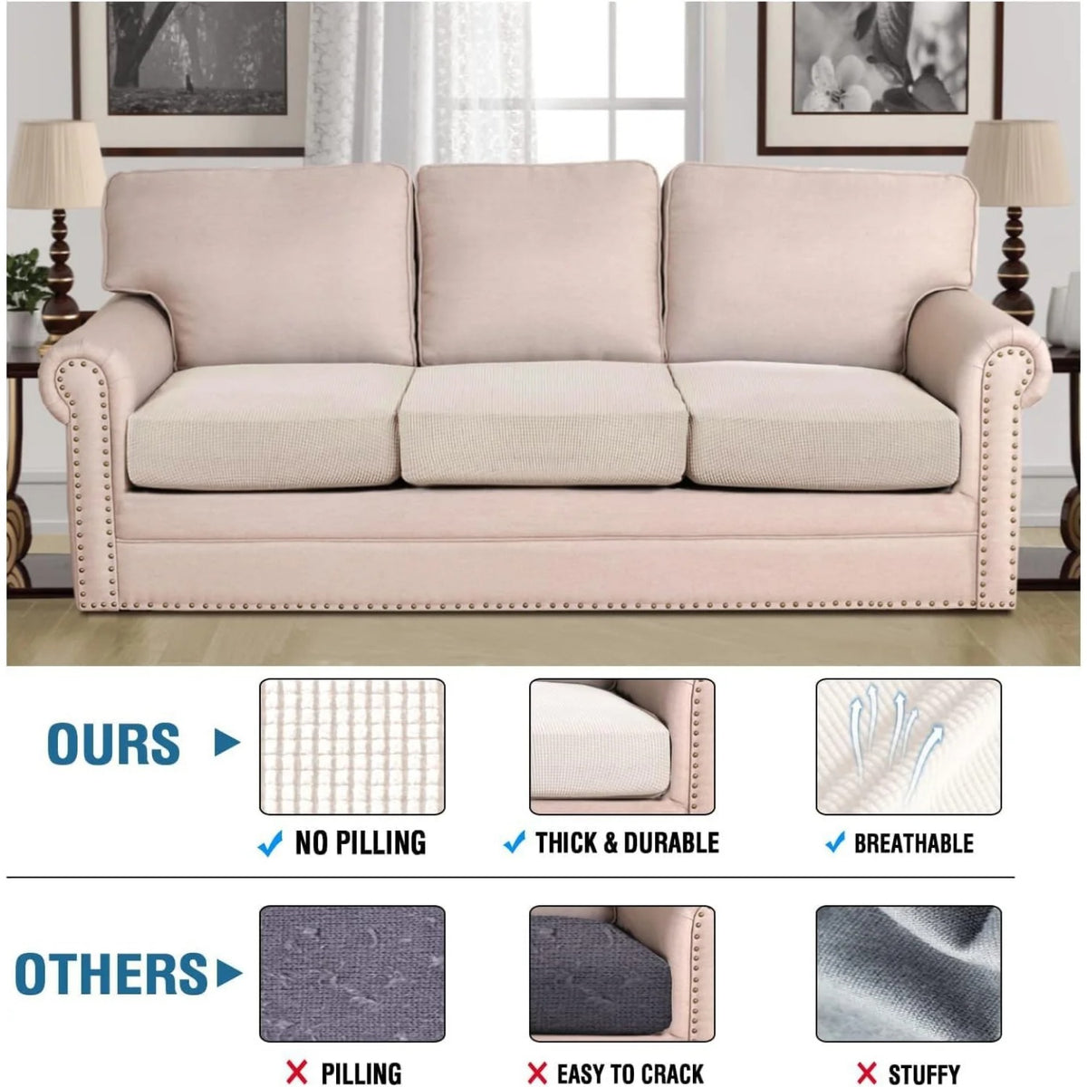 Super Stretch Individual Seat Cushion Covers Sofa Covers