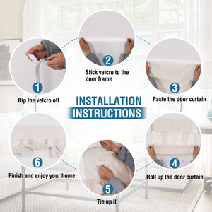 Turquoize Natural Linen Blend Semi Sheer French Door Curtains - Light Filtering Tricia Tie-Up Shade for Patio, 2 Panel (26"x68", Natural)