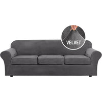 Modern Velvet Plush High Stretch Sofa Slipcover