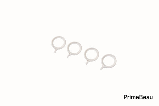 PrimeBeau Curtain Rings Metal 1 Inch Inner Dia Drapery Ring for Curtain Rods White