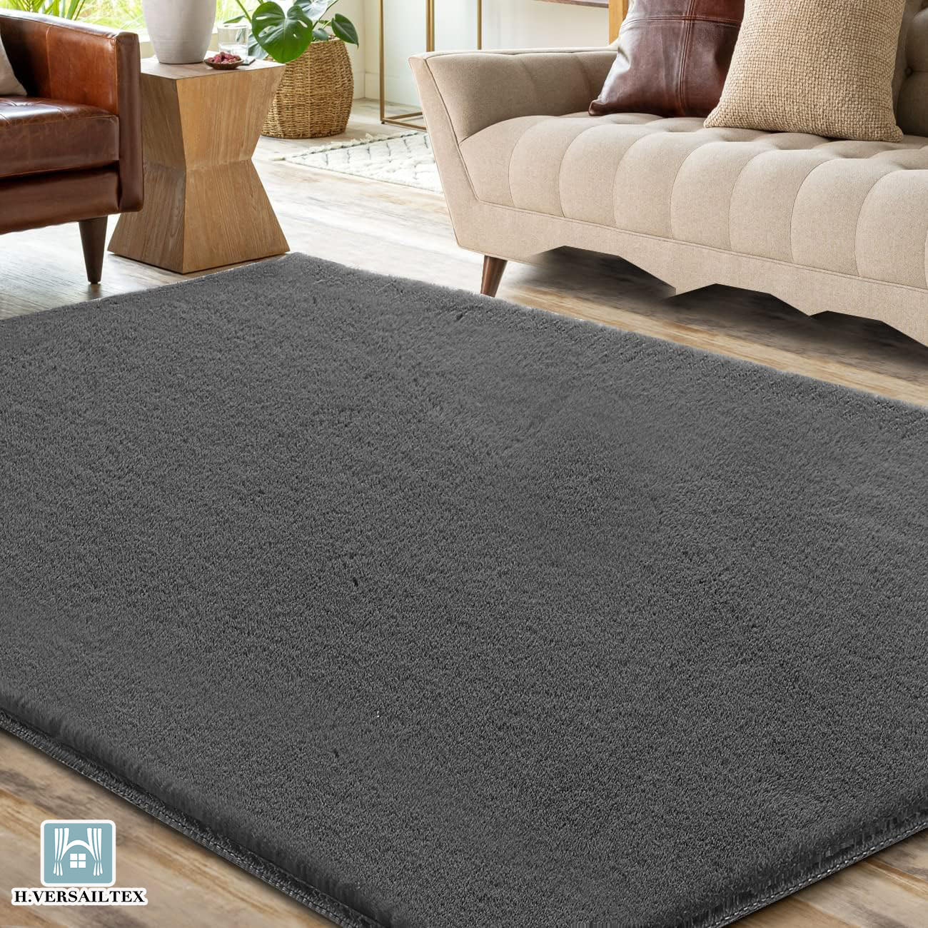 H.VERSAILTEX Area Rug Super Soft Faux Fur Rugs Carpets Furry Kids Room Nursery Rug Bedroom Living Room Carpet High Pile Throw Rug Shag Plush Rug for Dorm Room Teen Room Decor