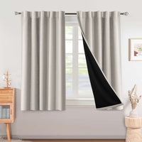 Turquoize Classic 100% Blackout Curtains, Sage Solid Print, 2 Panels, 42 x 63 In